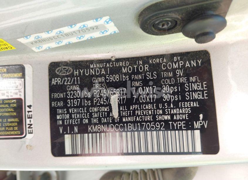 Photo 9 of 2011 Hyundai Veracruz GLS (VIN KM8NUDCC1BU170592)