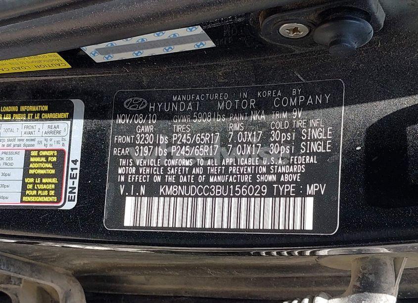 Photo 9 of 2011 Hyundai Veracruz GLS (VIN KM8NUDCC3BU156029)