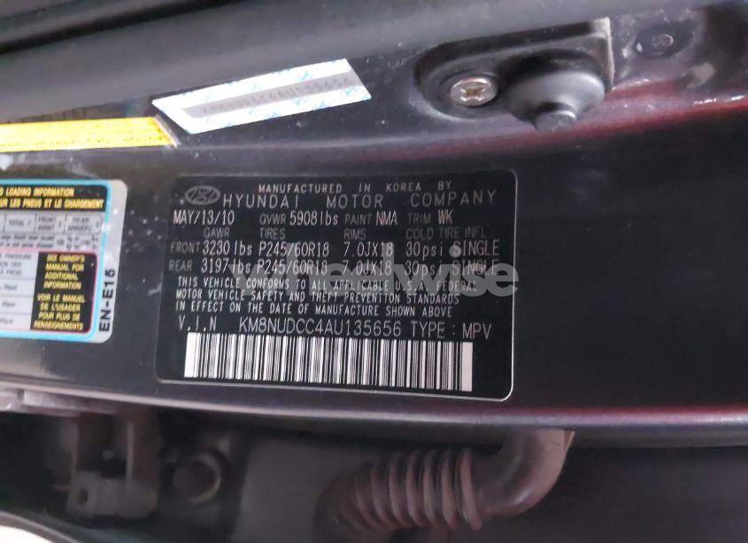 Photo 9 of 2010 Hyundai Veracruz LIMITED (VIN KM8NUDCC4AU135656)