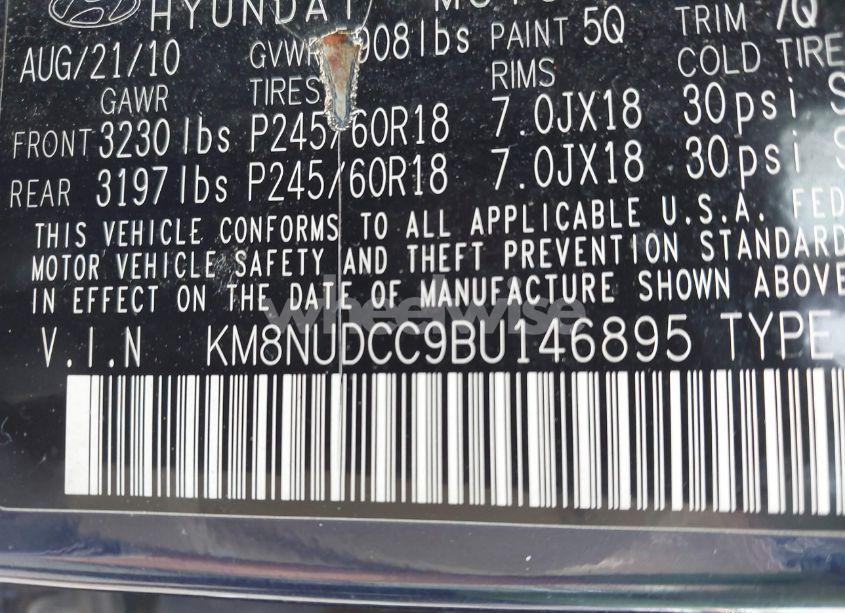 Photo 9 of 2011 Hyundai Veracruz LIMITED (VIN KM8NUDCC9BU146895)