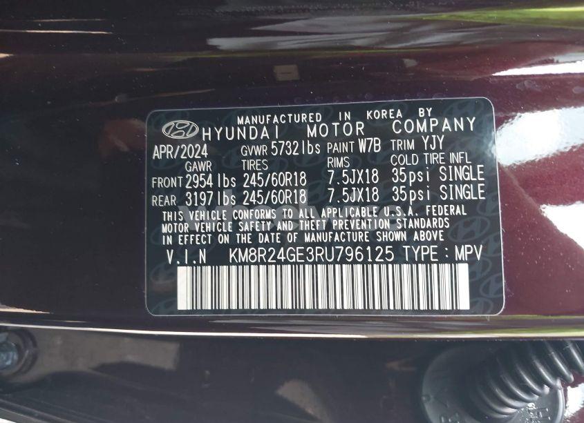 Photo 9 of 2024 Hyundai Palisade SEL (VIN KM8R24GE3RU796125)