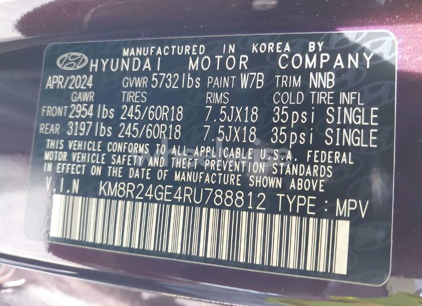 Photo 9 of 2024 Hyundai Palisade SEL (VIN KM8R24GE4RU788812)