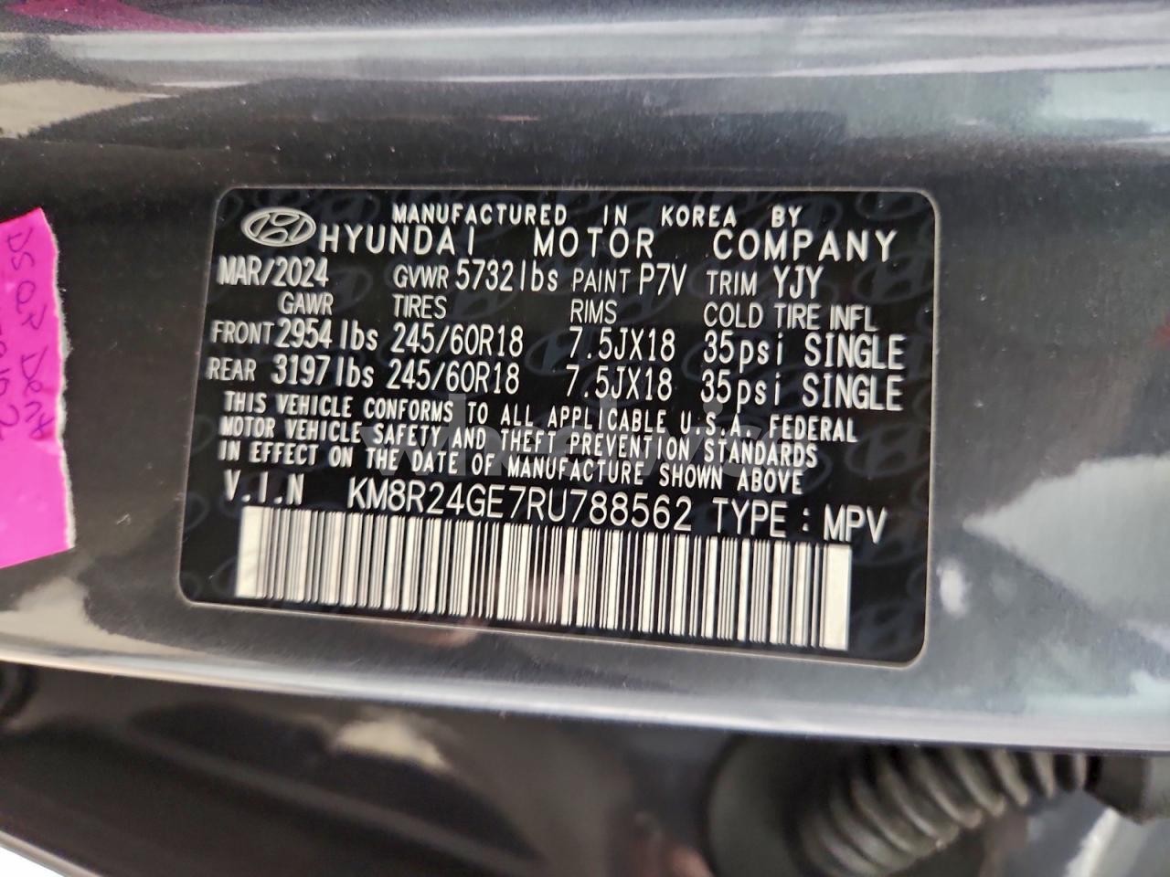 Photo 12 of 2024 HYUNDAI PALISADE SEL (VIN KM8R24GE7RU788562)