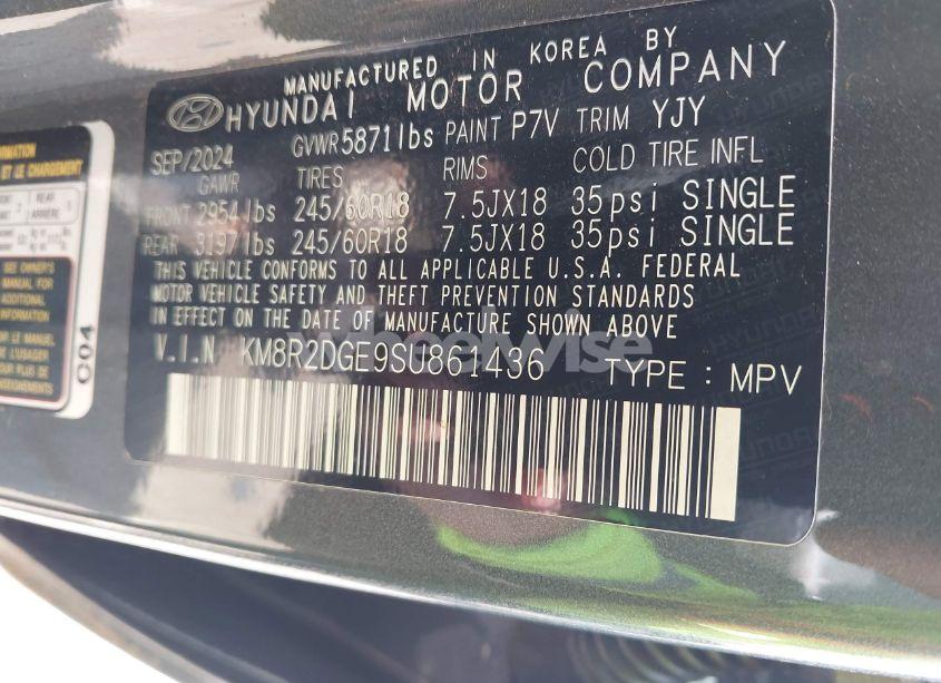 Photo 9 of 2025 Hyundai Palisade SEL (VIN KM8R2DGE9SU861436)