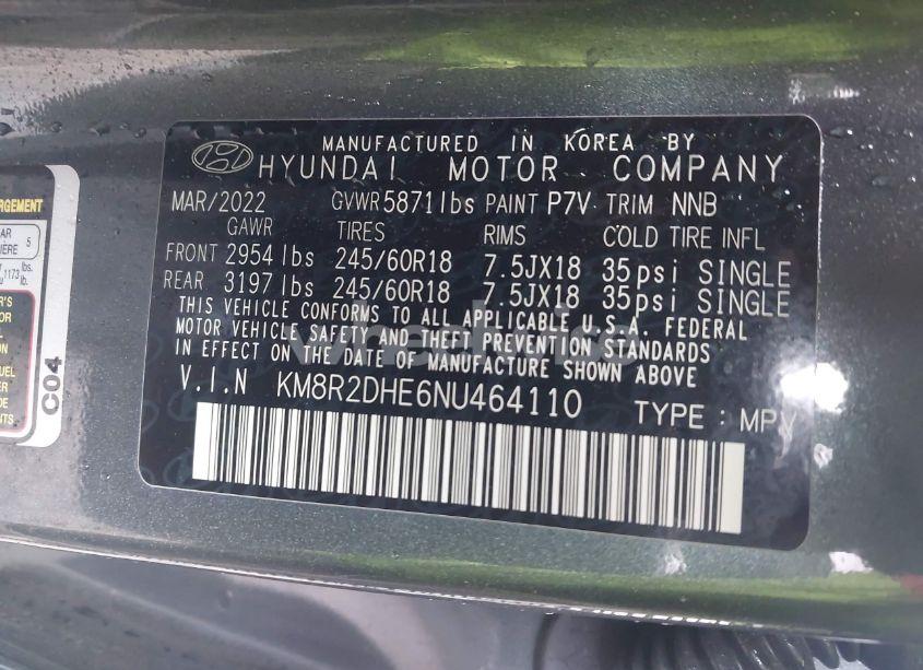 Photo 9 of 2022 Hyundai Palisade SEL (VIN KM8R2DHE6NU464110)