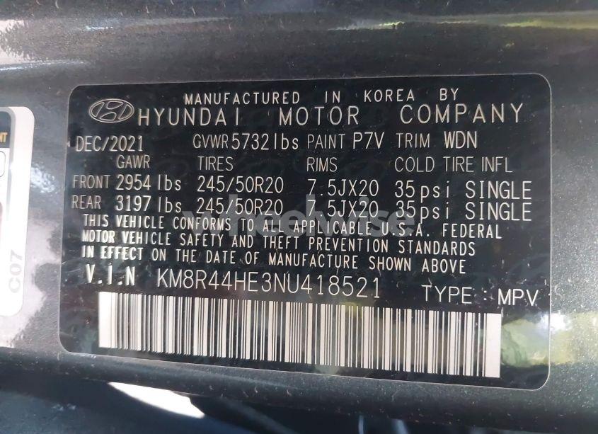 Photo 9 of 2022 Hyundai Palisade SEL (VIN KM8R44HE3NU418521)