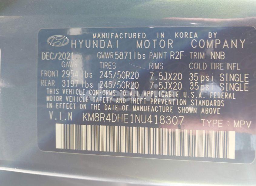 Photo 9 of 2022 Hyundai Palisade SEL (VIN KM8R4DHE1NU418307)