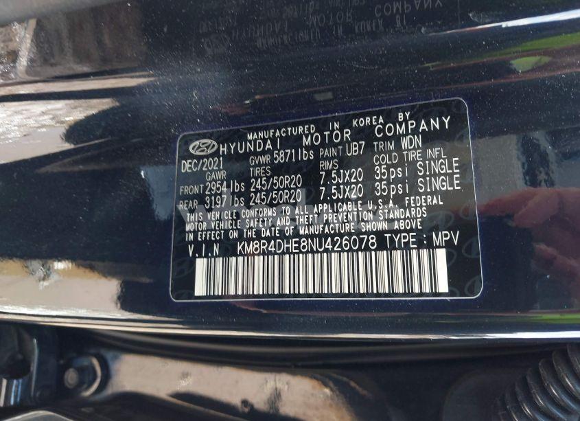 Photo 9 of 2022 Hyundai Palisade SEL (VIN KM8R4DHE8NU426078)