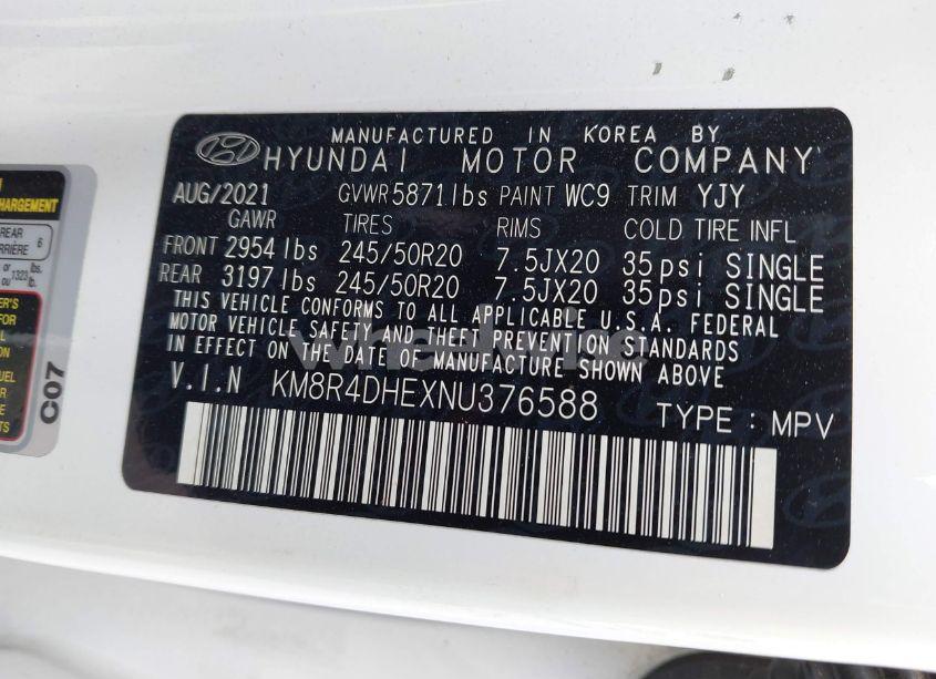 Photo 9 of 2022 Hyundai Palisade SEL (VIN KM8R4DHEXNU376588)