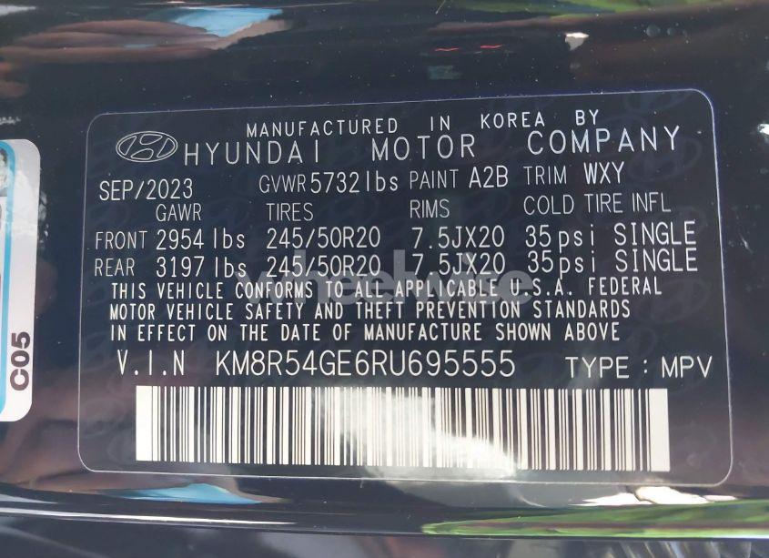 Photo 9 of 2024 Hyundai Palisade LIMITED (VIN KM8R54GE6RU695555)