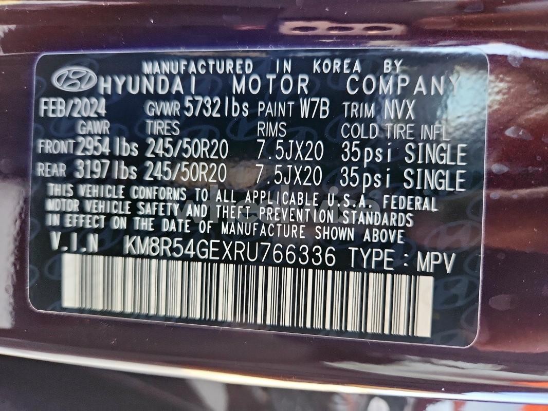 Photo 9 of 2024 HYUNDAI PALISADE LIMITED (VIN KM8R54GEXRU766336)