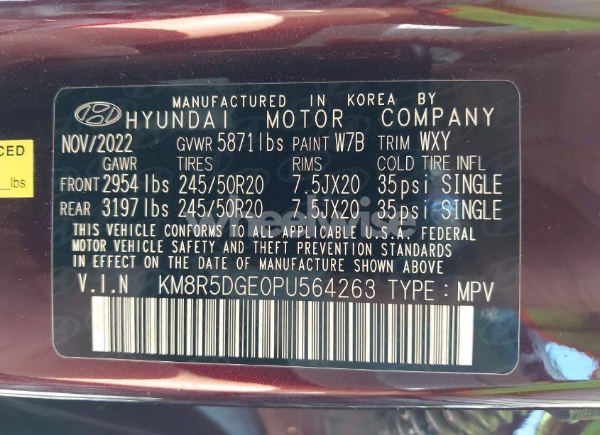 Photo 9 of 2023 Hyundai Palisade LIMITED (VIN KM8R5DGE0PU564263)