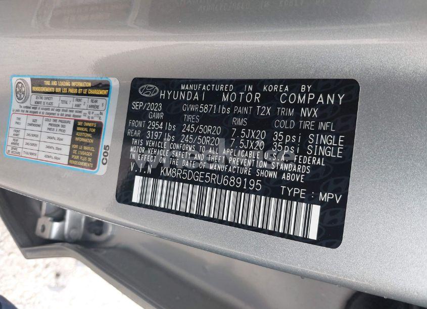 Photo 9 of 2024 Hyundai Palisade LIMITED (VIN KM8R5DGE5RU689195)