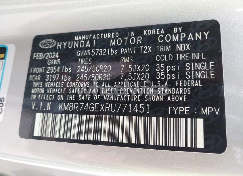 Photo 9 of 2024 Hyundai Palisade CALLIGRAPHY (VIN KM8R74GEXRU771451)
