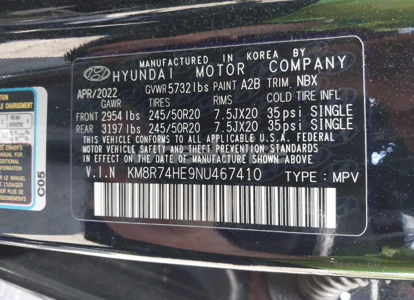 Photo 9 of 2022 Hyundai Palisade CALLIGRAPHY (VIN KM8R74HE9NU467410)