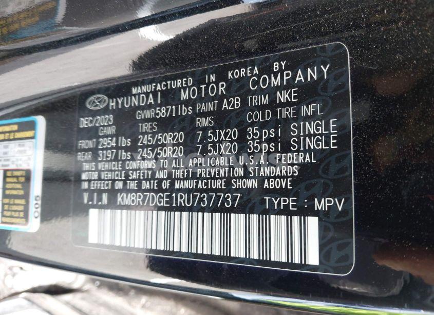 Photo 9 of 2024 Hyundai Palisade CALLIGRAPHY NIGHT EDITION (VIN KM8R7DGE1RU737737)