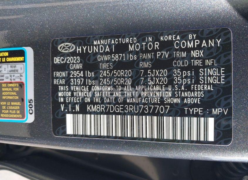 Photo 9 of 2024 Hyundai Palisade CALLIGRAPHY (VIN KM8R7DGE3RU737707)
