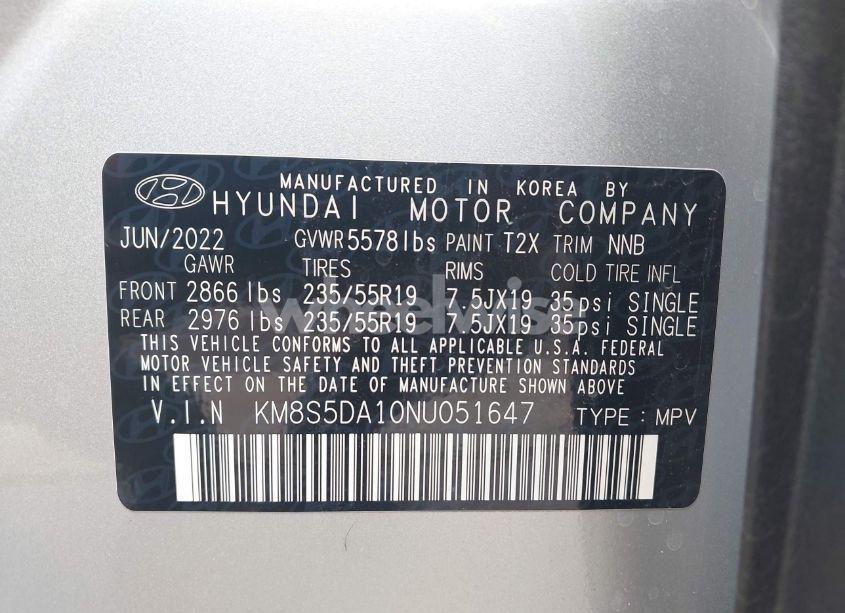 Photo 9 of 2022 Hyundai Santa FE HYBRID LIMITED (VIN KM8S5DA10NU051647)