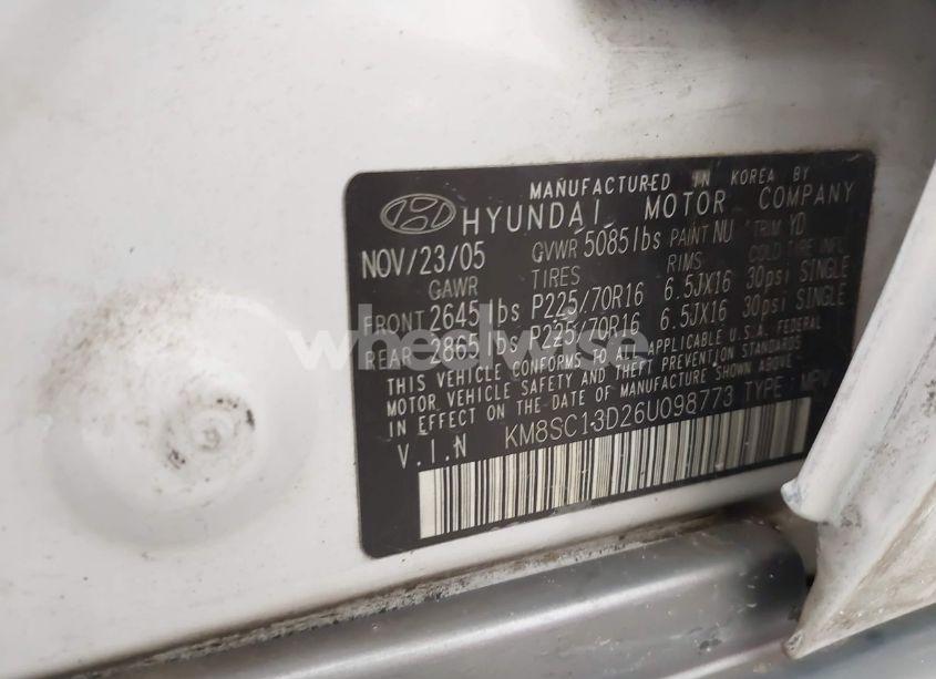 Photo 9 of 2006 Hyundai Santa FE GLS (VIN KM8SC13D26U098773)