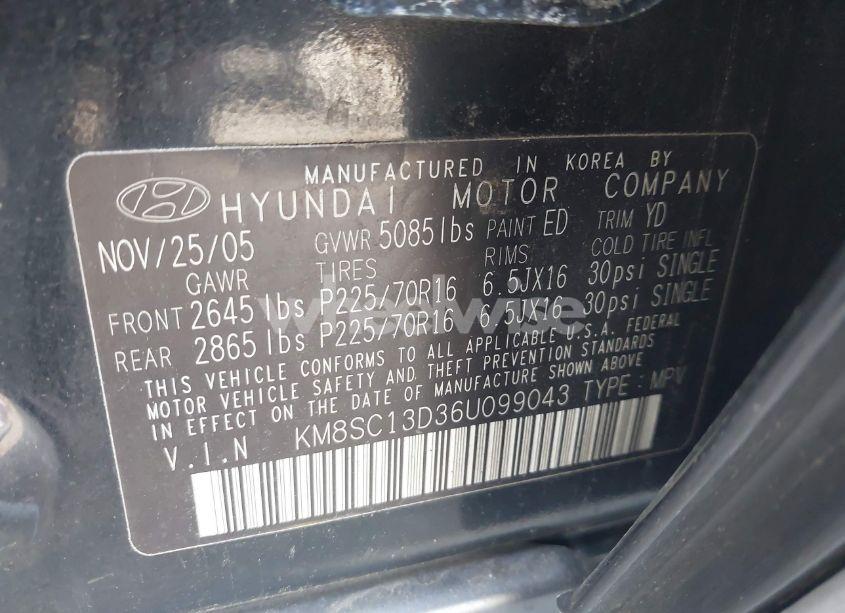Photo 9 of 2006 Hyundai Santa FE GLS (VIN KM8SC13D36U099043)