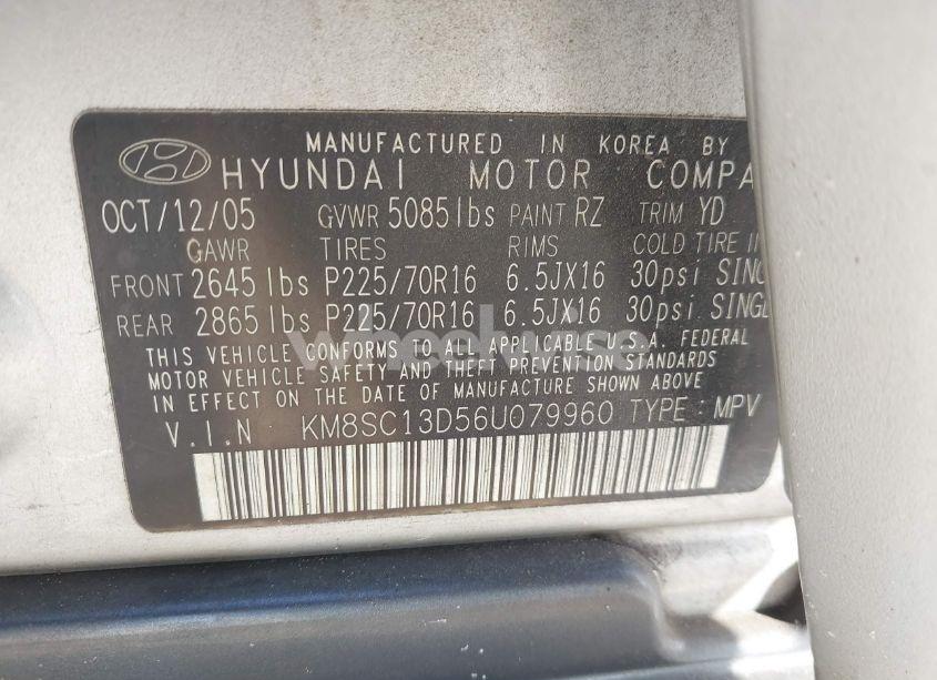 Photo 9 of 2006 Hyundai Santa FE GLS (VIN KM8SC13D56U079960)
