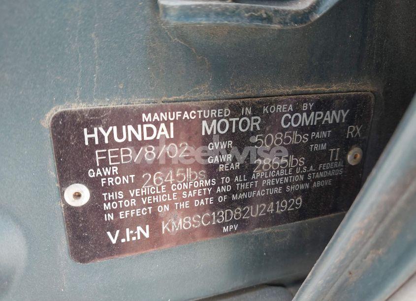 Photo 9 of 2002 Hyundai Santa FE GLS/LX (VIN KM8SC13D82U241929)