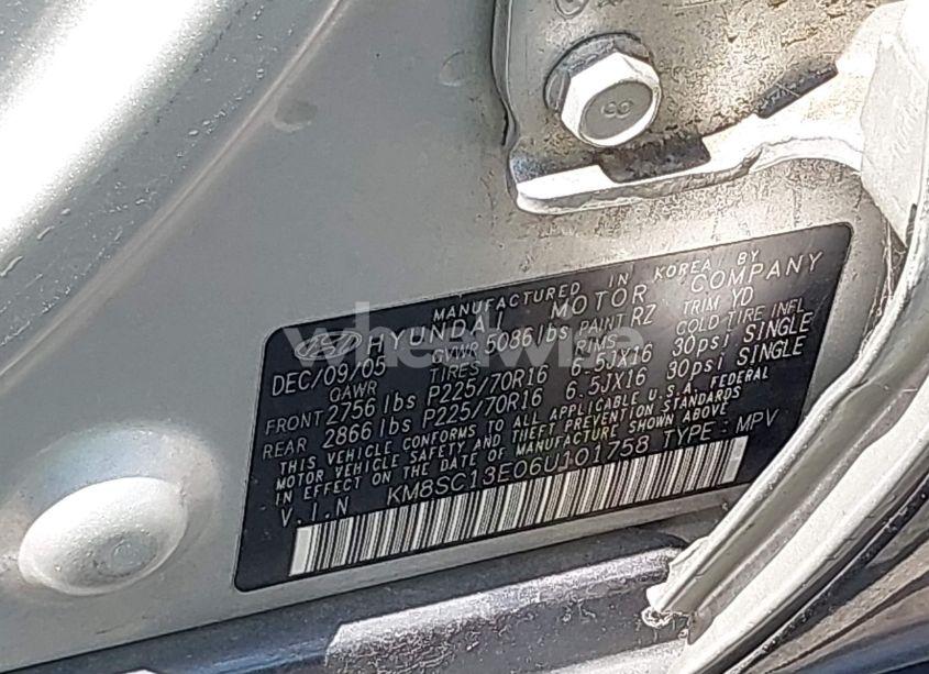 Photo 9 of 2006 Hyundai Santa FE GLS/LIMITED (VIN KM8SC13E06U101758)