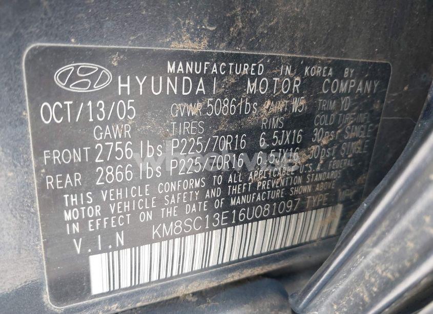 Photo 9 of 2006 Hyundai Santa FE GLS/LIMITED (VIN KM8SC13E16U081097)