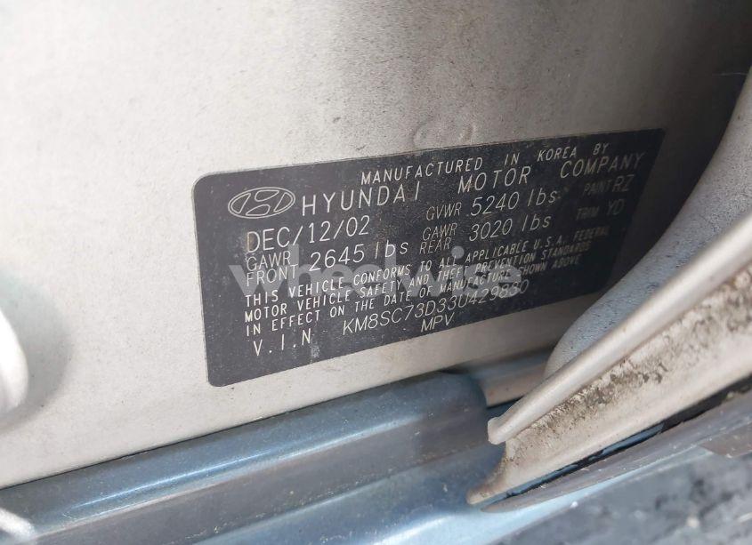 Photo 9 of 2003 Hyundai Santa FE GLS/LX (VIN KM8SC73D33U429830)