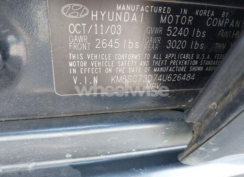 Photo 9 of 2004 Hyundai Santa FE GLS (VIN KM8SC73D74U626484)