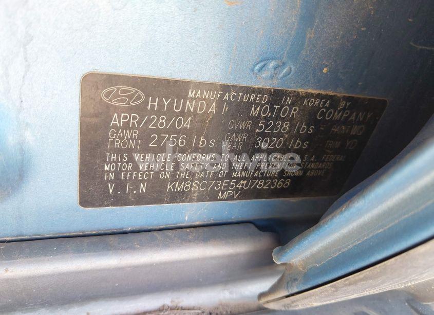 Photo 9 of 2004 Hyundai Santa FE GLS/LX (VIN KM8SC73E54U782368)