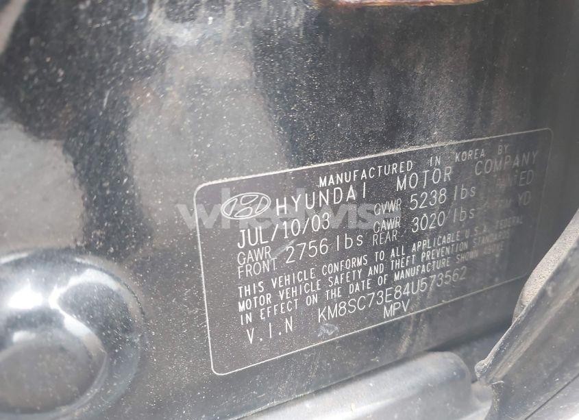 Photo 9 of 2004 Hyundai Santa FE GLS/LX (VIN KM8SC73E84U573562)