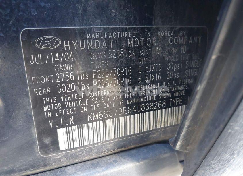 Photo 9 of 2004 Hyundai Santa FE GLS/LX (VIN KM8SC73E84U838268)