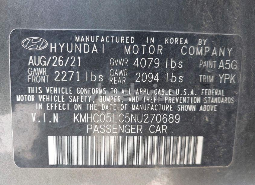 Photo 9 of 2022 Hyundai Ioniq HYBRID LIMITED (VIN KMHC05LC5NU270689)