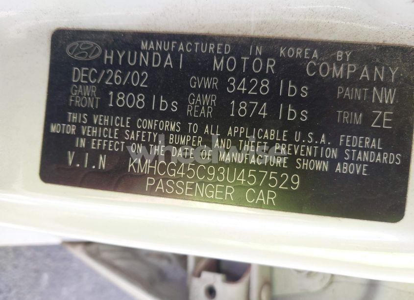 Photo 9 of 2003 Hyundai Accent GL (VIN KMHCG45C93U457529)