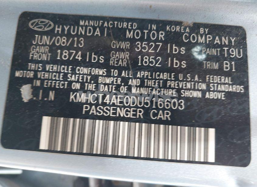 Photo 9 of 2013 Hyundai Accent GLS (VIN KMHCT4AE0DU516603)