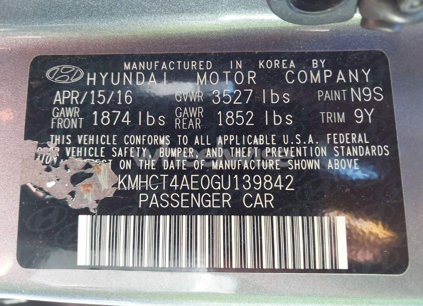 Photo 9 of 2016 Hyundai Accent SE (VIN KMHCT4AE0GU139842)