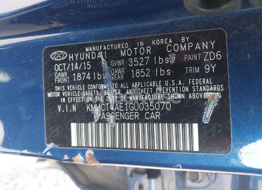 Photo 9 of 2016 Hyundai Accent SE (VIN KMHCT4AE1GU035070)