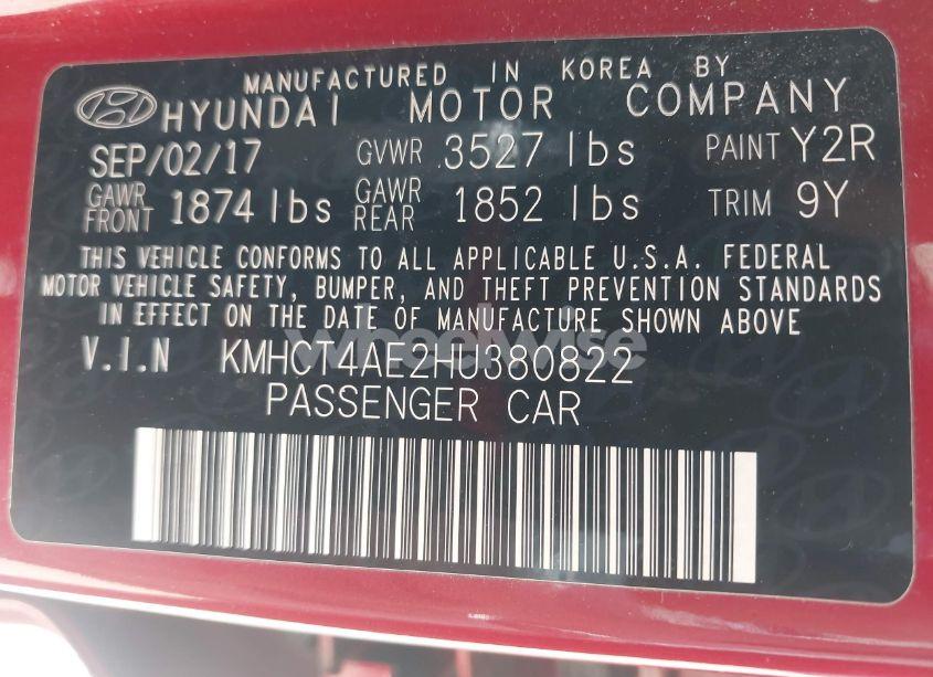 Photo 9 of 2017 Hyundai Accent SE (VIN KMHCT4AE2HU380822)