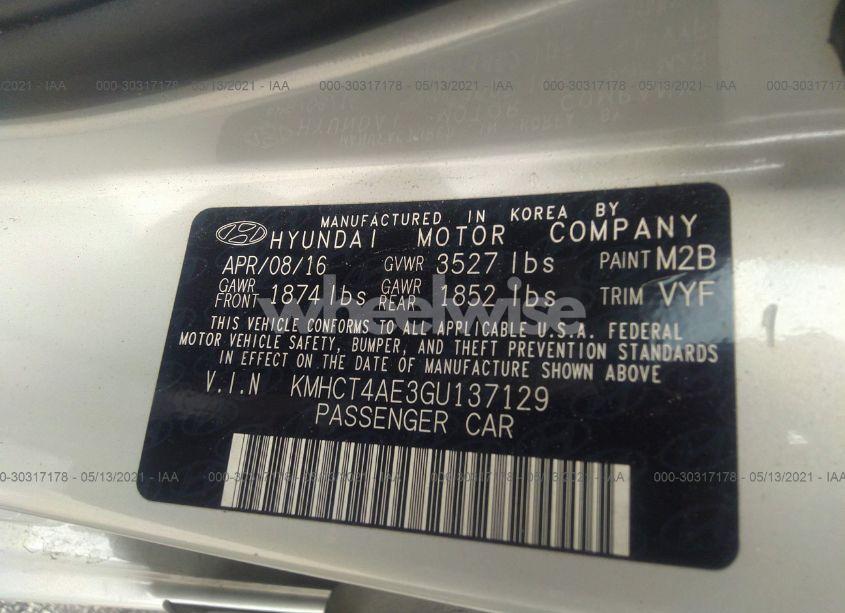 Photo 9 of 2016 Hyundai Accent SE (VIN KMHCT4AE3GU137129)