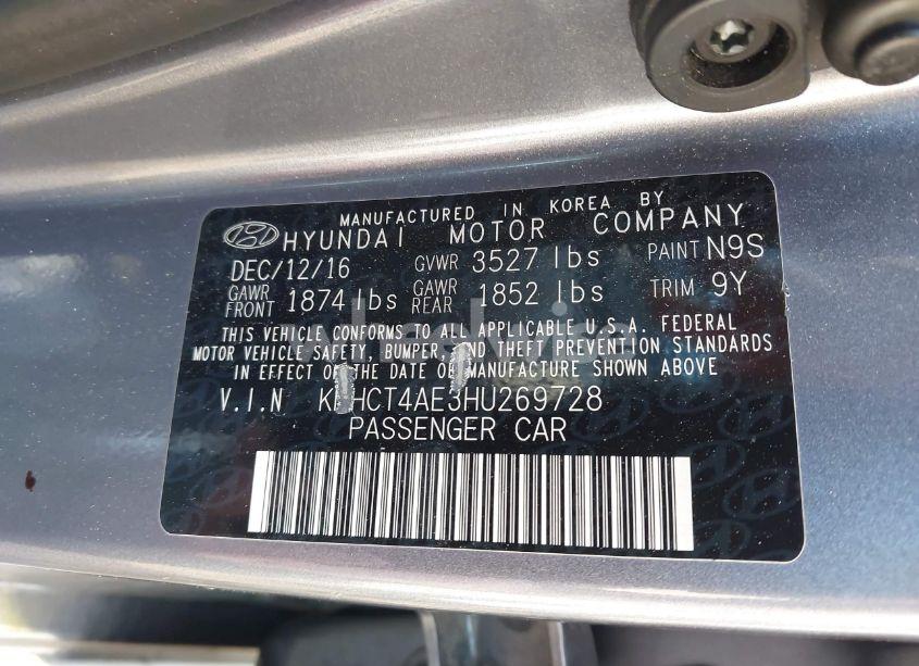 Photo 9 of 2017 Hyundai Accent SE (VIN KMHCT4AE3HU269728)