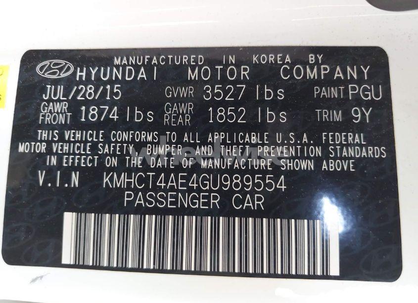 Photo 9 of 2016 Hyundai Accent SE (VIN KMHCT4AE4GU989554)