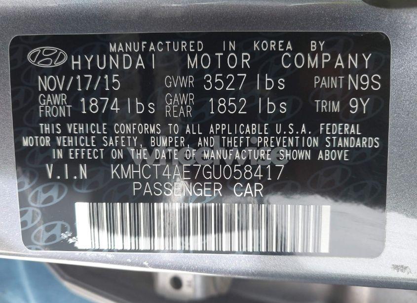 Photo 9 of 2016 Hyundai Accent SE (VIN KMHCT4AE7GU058417)