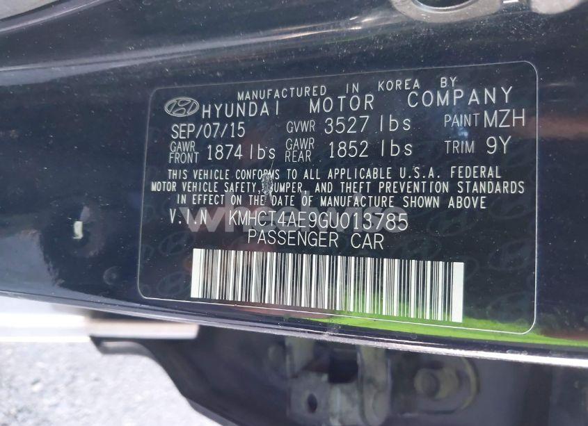 Photo 9 of 2016 Hyundai Accent SE (VIN KMHCT4AE9GU013785)