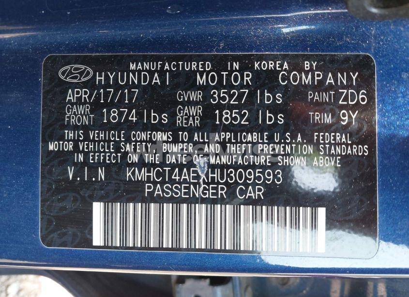 Photo 9 of 2017 Hyundai Accent SE/VALUE EDITION (VIN KMHCT4AEXH4309593)