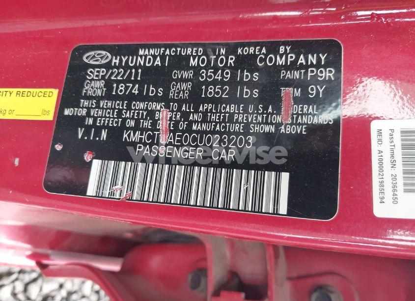 Photo 9 of 2012 Hyundai Accent GS (VIN KMHCT5AE0CU023203)