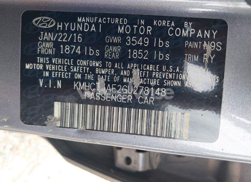 Photo 9 of 2016 Hyundai Accent SE (VIN KMHCT5AE2GU278148)