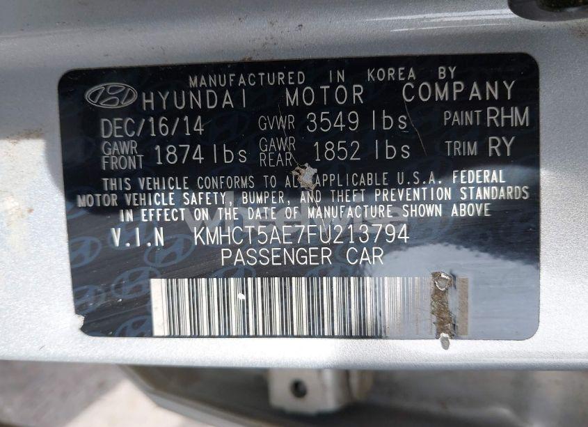 Photo 9 of 2015 Hyundai Accent GS (VIN KMHCT5AE7FU213794)