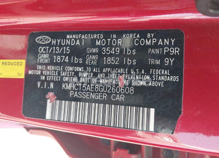 Photo 9 of 2016 Hyundai Accent SE (VIN KMHCT5AE8GU260608)