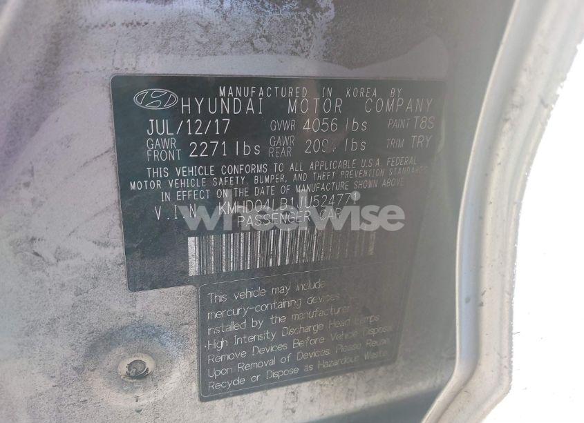 Photo 9 of 2018 Hyundai Elantra SPORT (VIN KMHD04LB1JU524771)